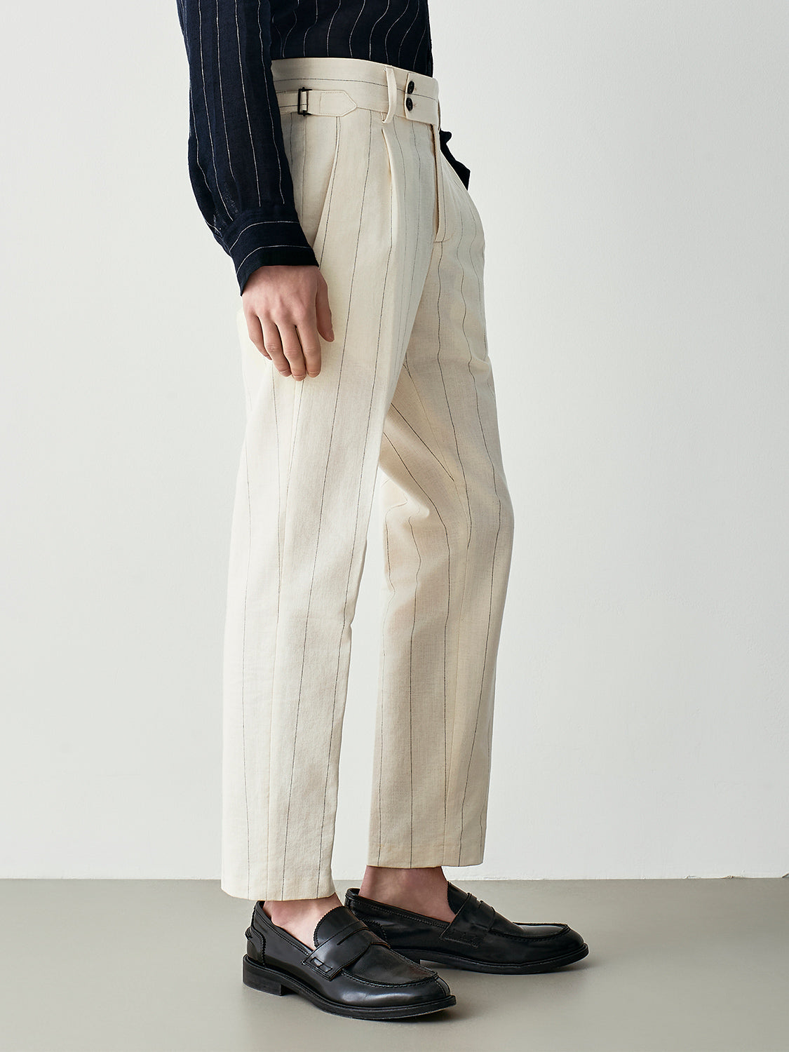 Pantalone da abito in cotone gessato