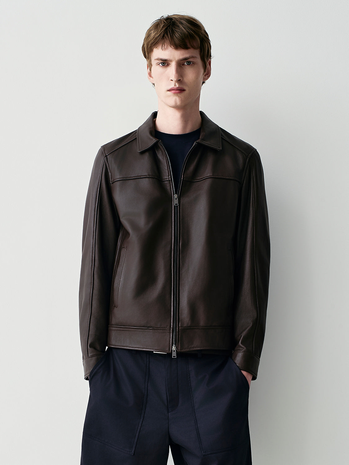 Leather bomber