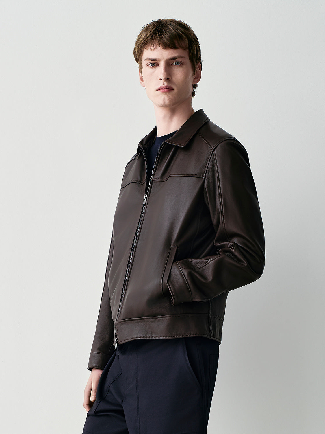 Leather bomber