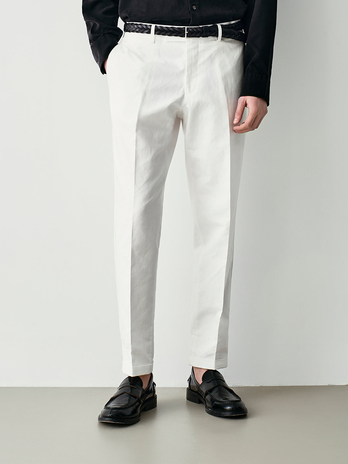 Linen-cotton suit trousers