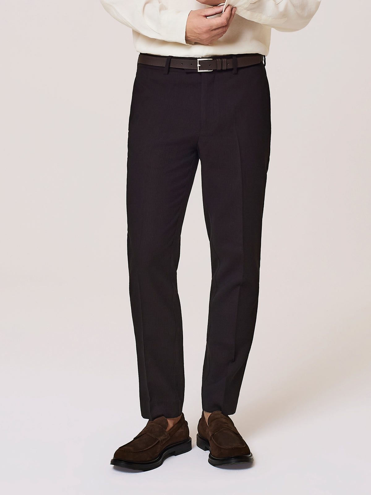 Pantalone da abito pleated in misto lana