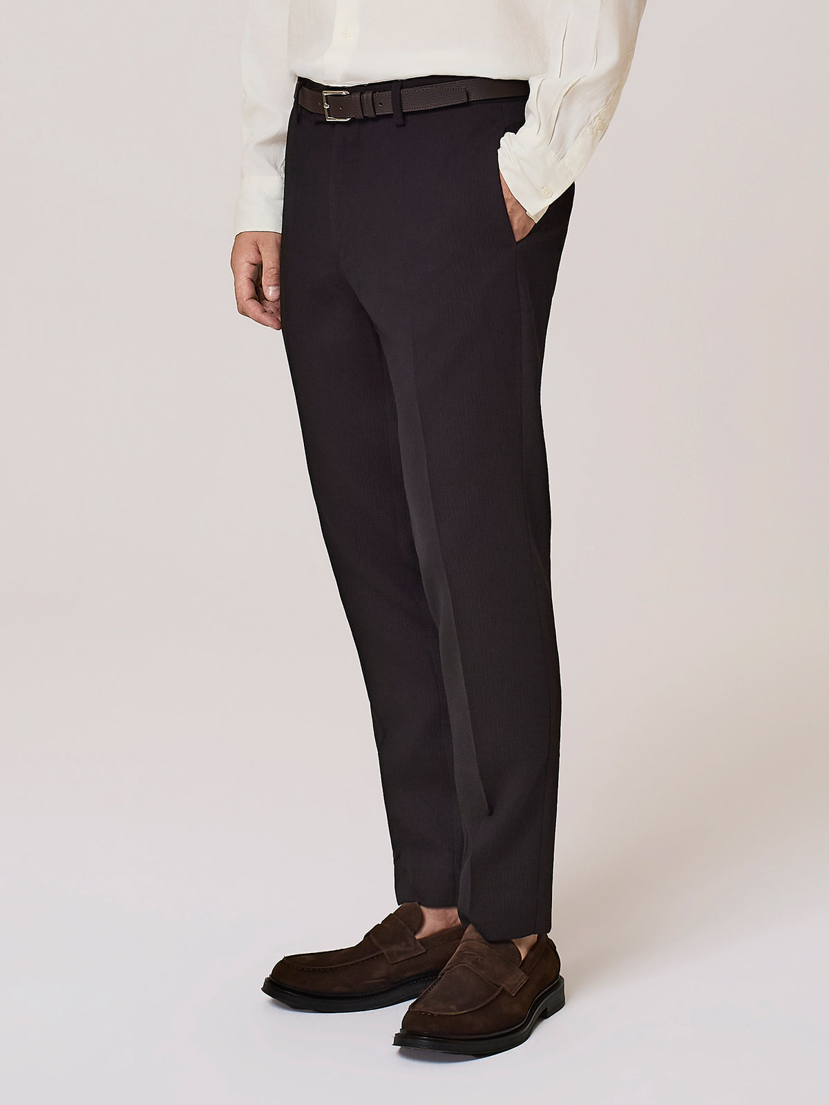 Pantalone da abito pleated in misto lana