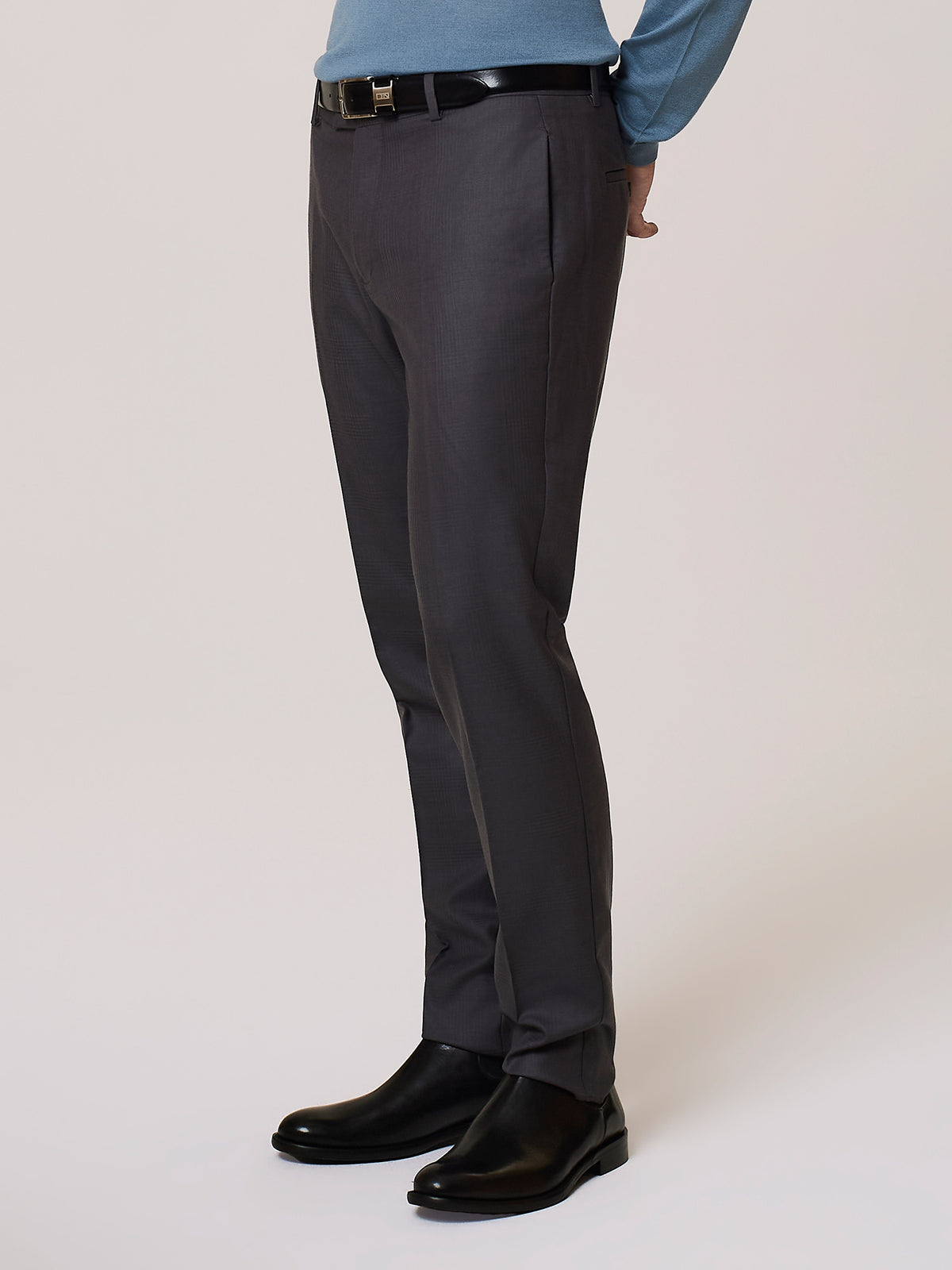 pure wool soft-check suit pants