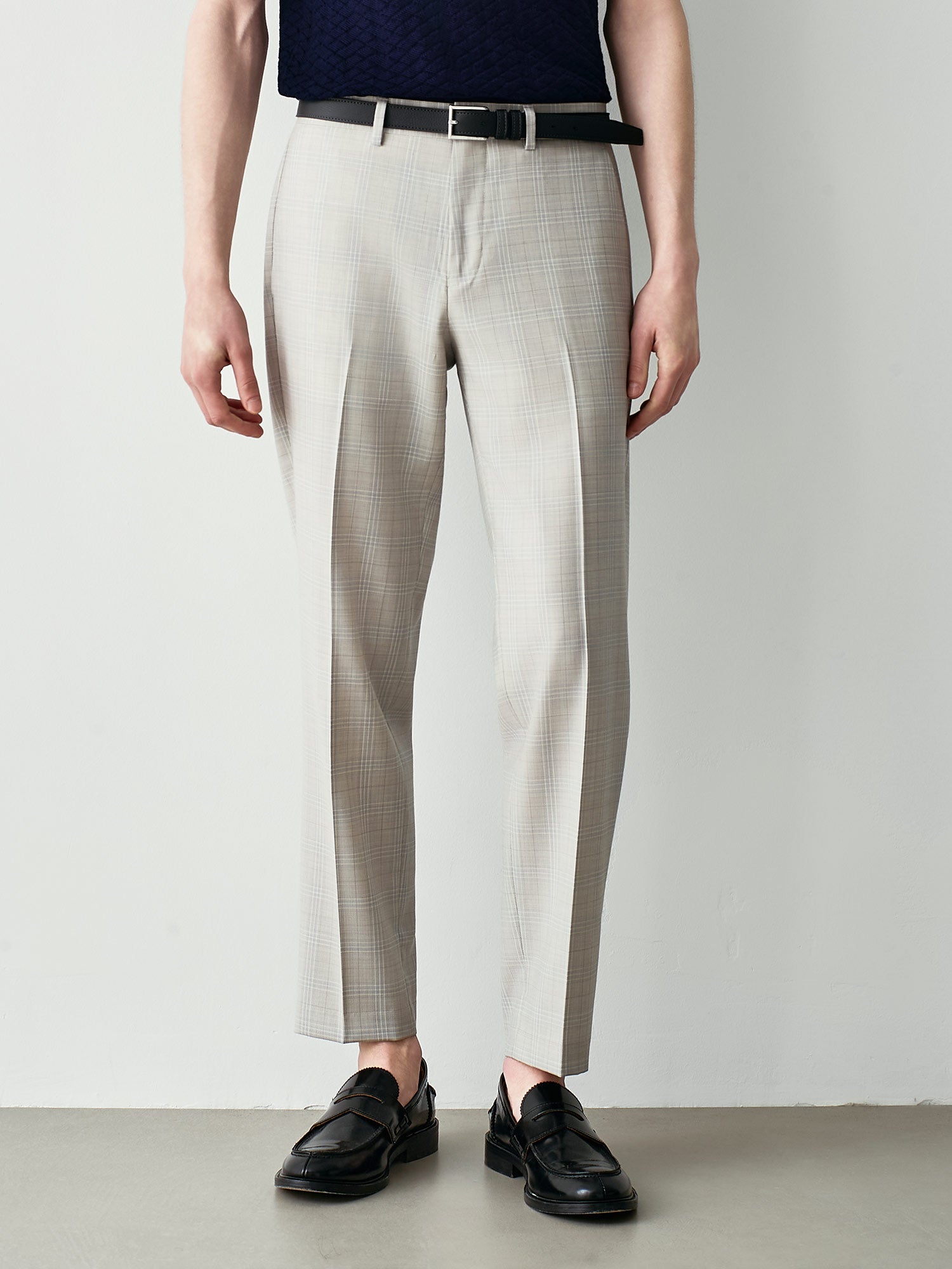 Pantaloni da abito in 100% lana vergine principe di galles