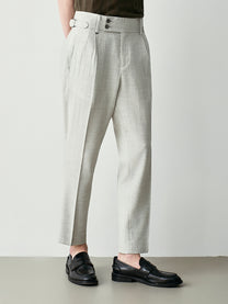 Pantaloni da abito in misto lana chevron