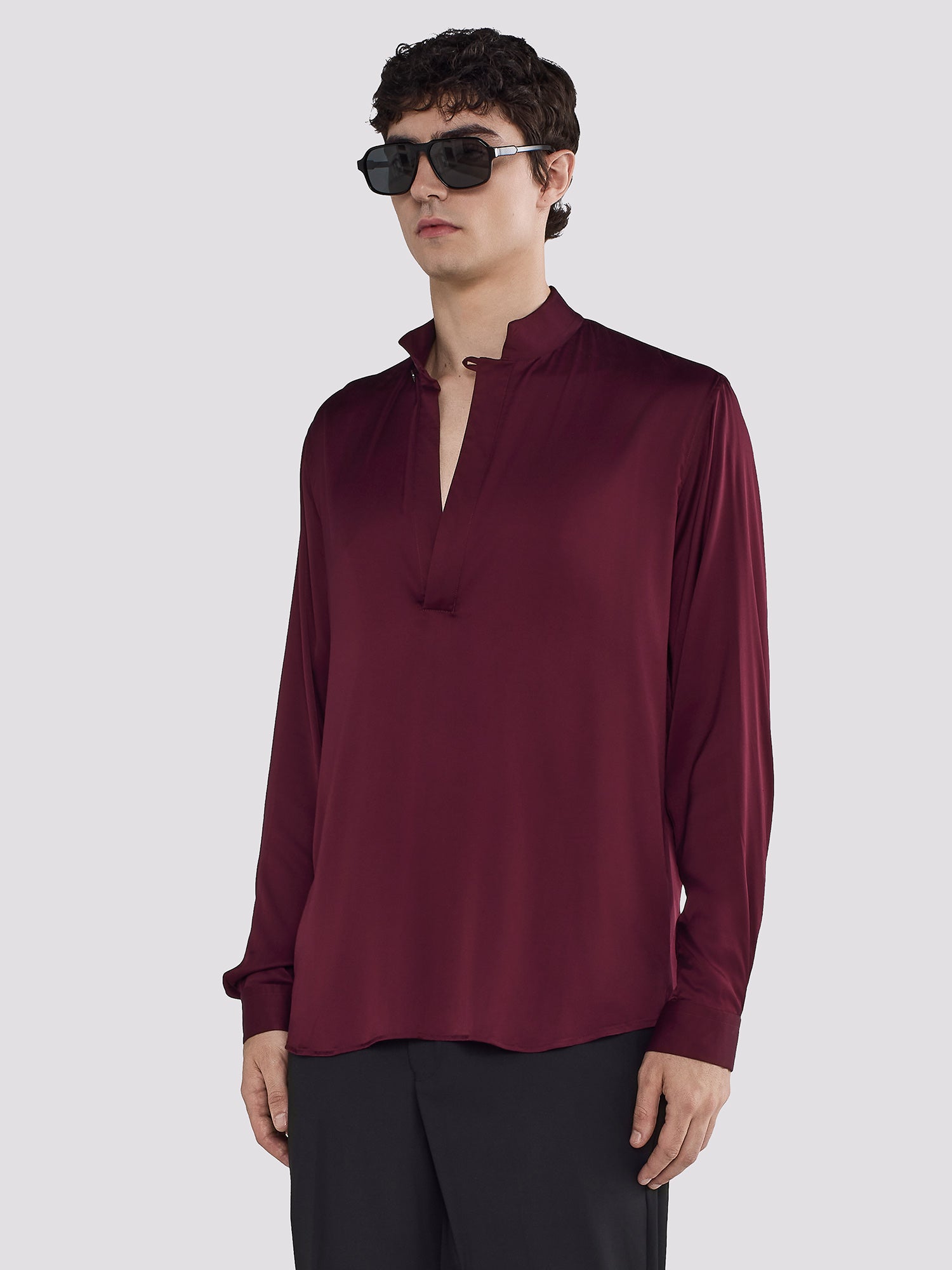 CAMICIA SATIN COLLO COREANO
