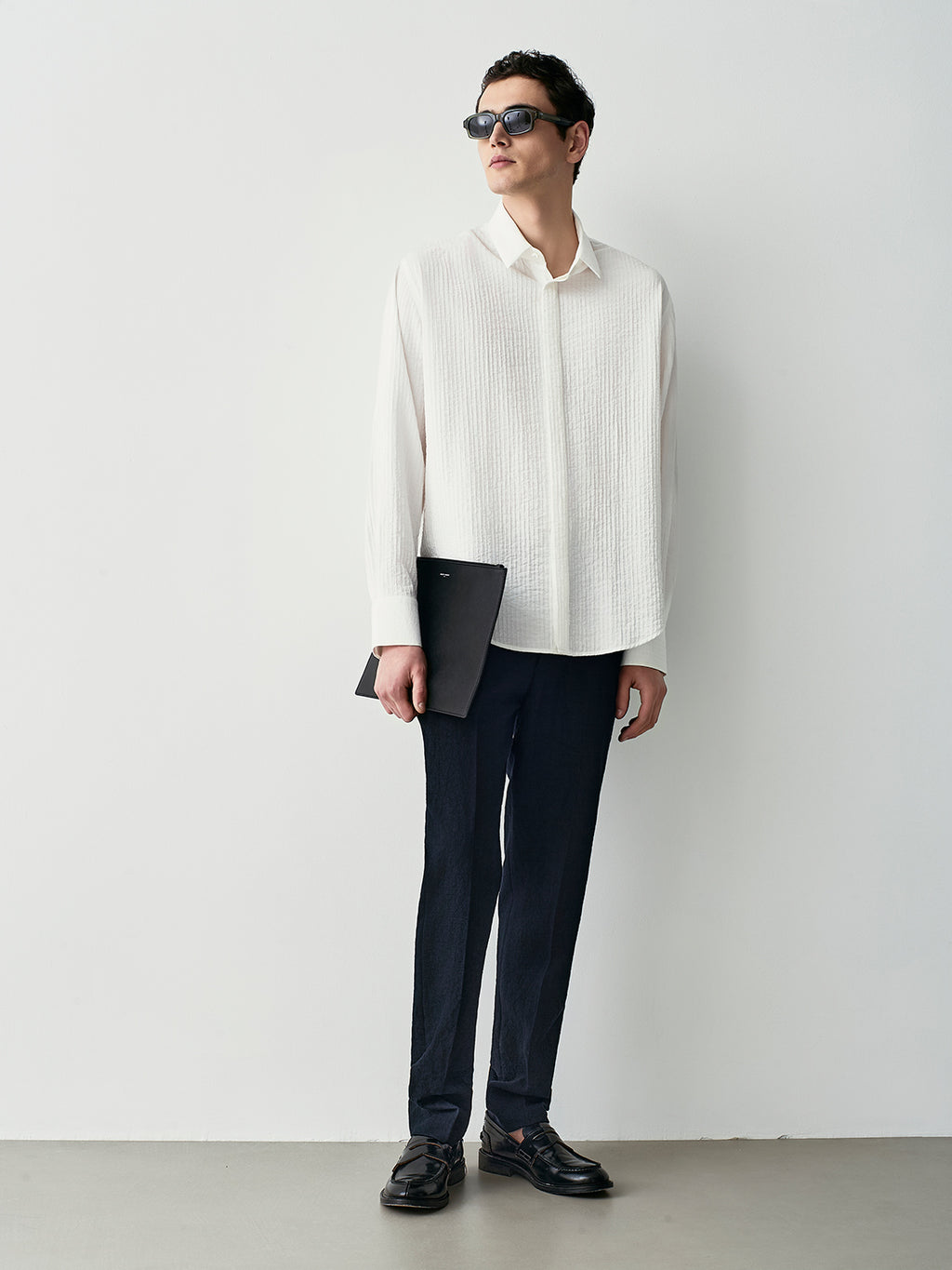 Wrinkled effect relaxed shirt
