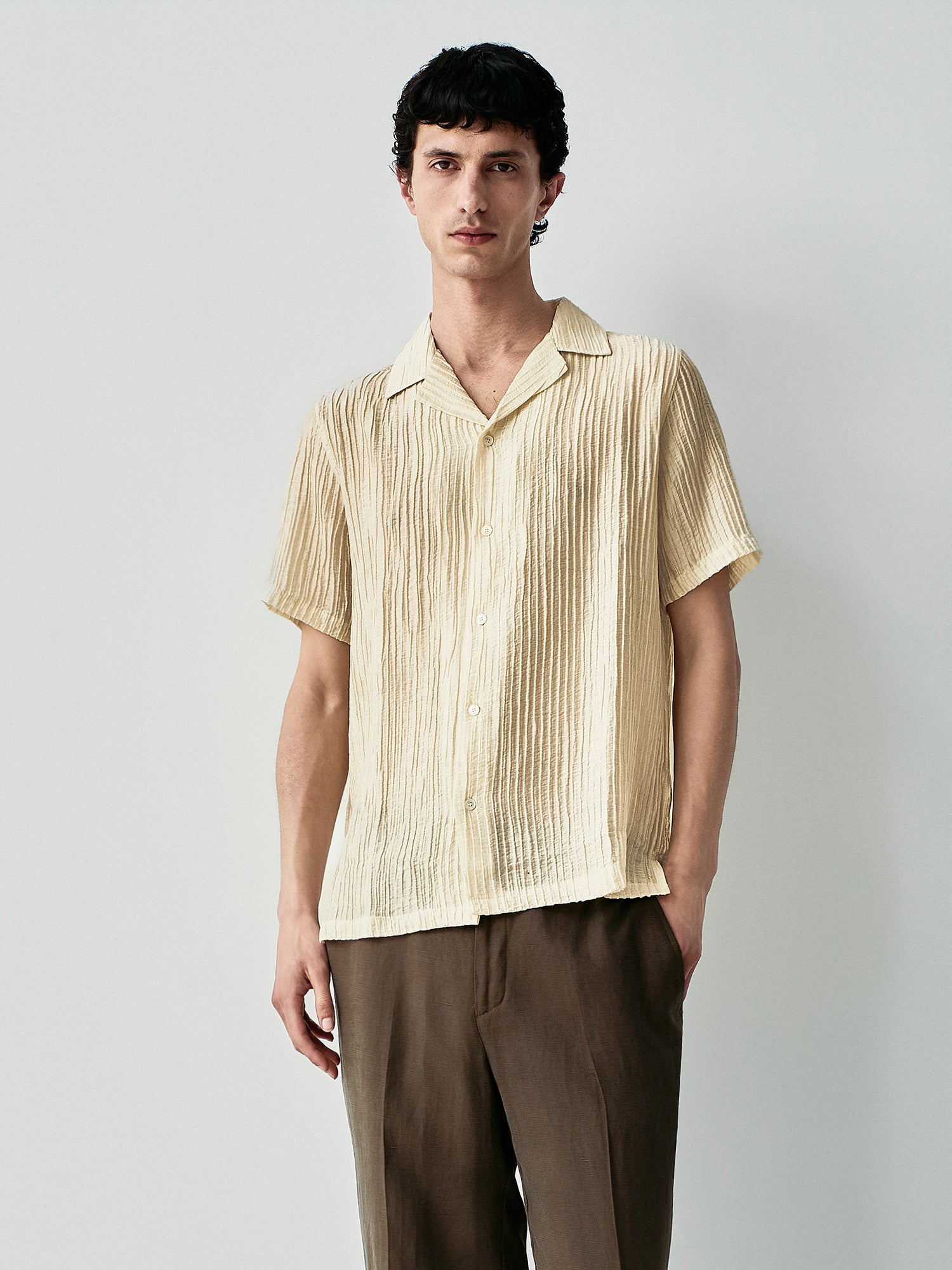 Camicia a maniche corte plissÈ