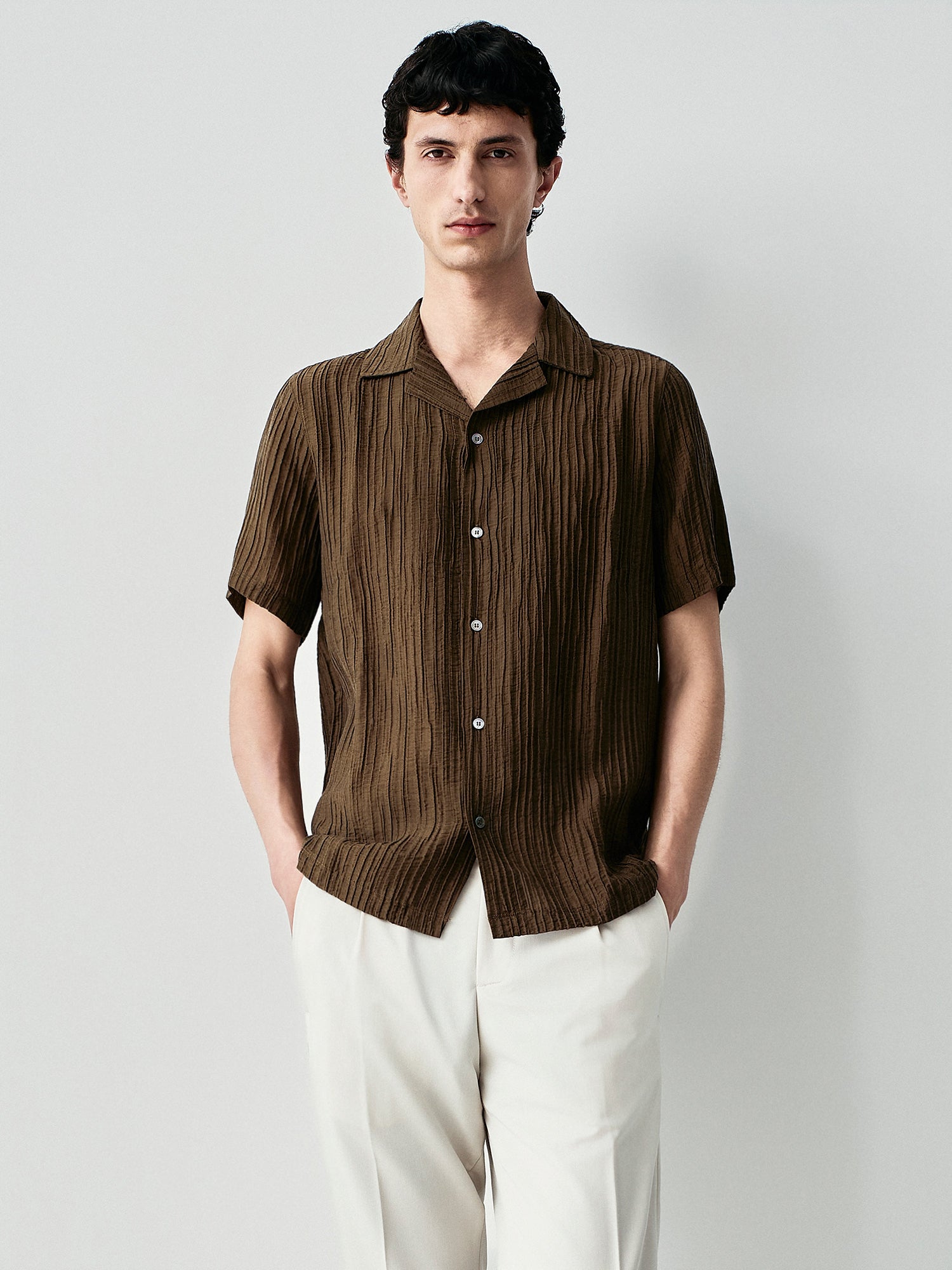 Camicia a maniche corte plissÈ