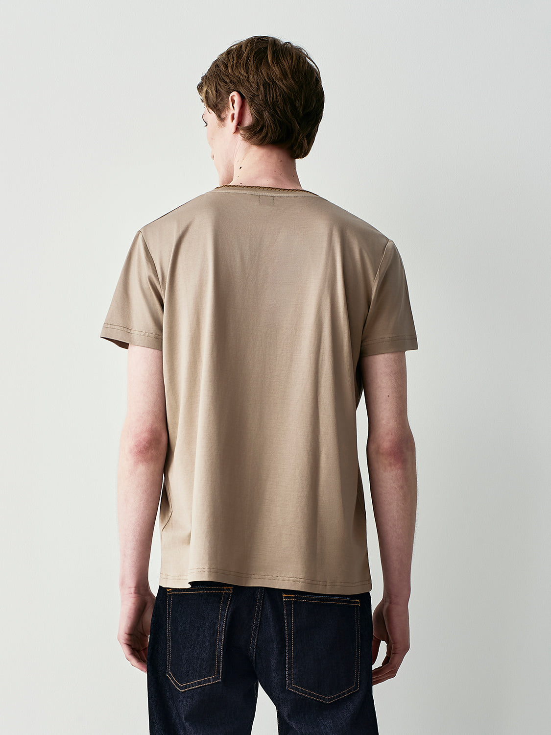 V NECK EMBROIDERED T-SHIRT