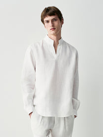 Camicia collo standing in lino