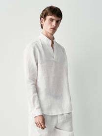 Camicia collo standing in lino