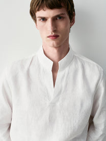 Camicia collo standing in lino
