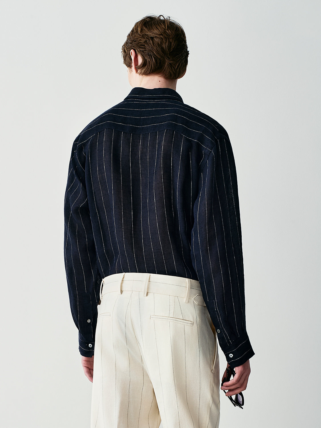 Camicia gessata in lino