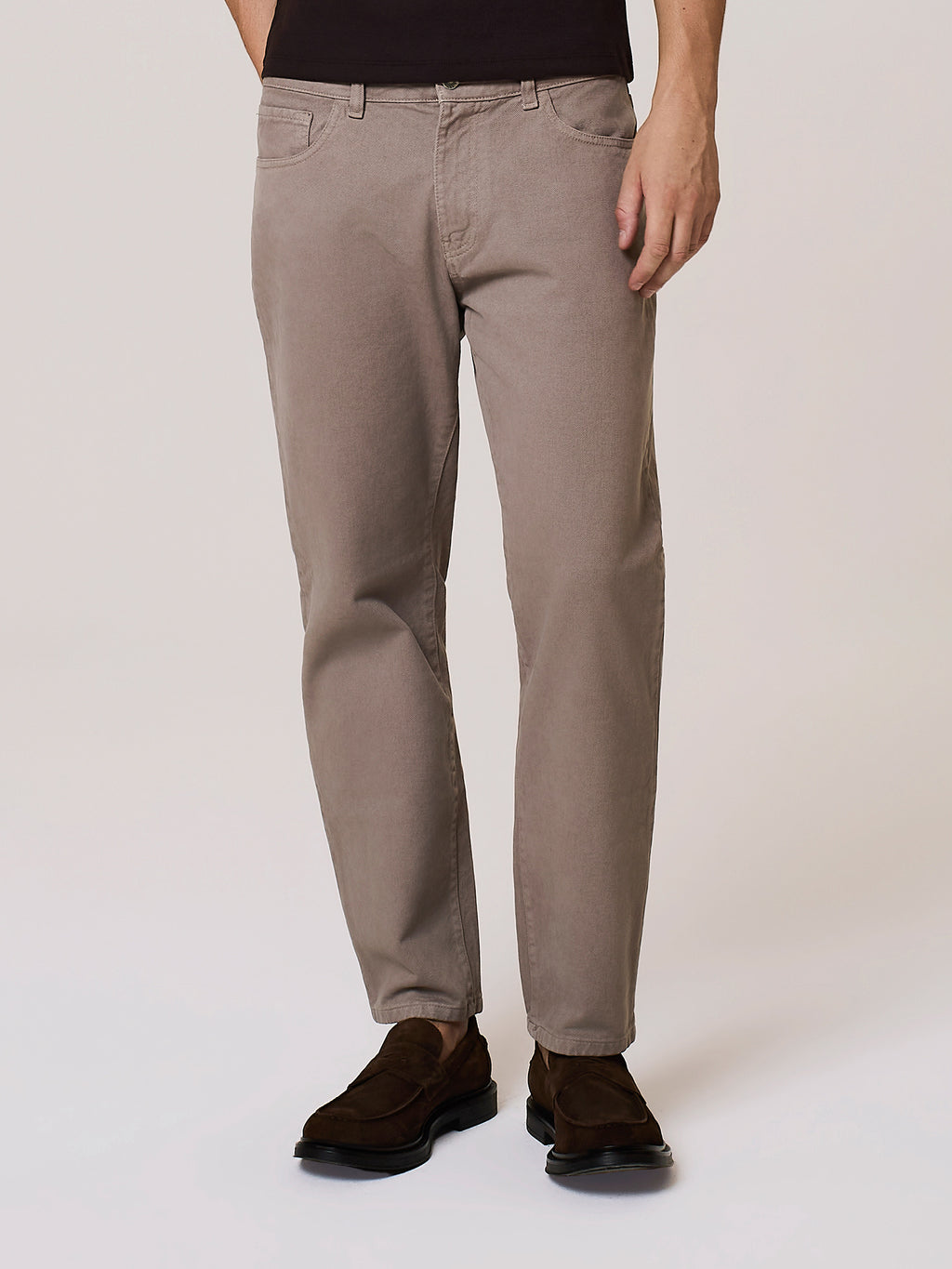 Pantalone da uomo taupe cinque tasche in bull denim, David Naman