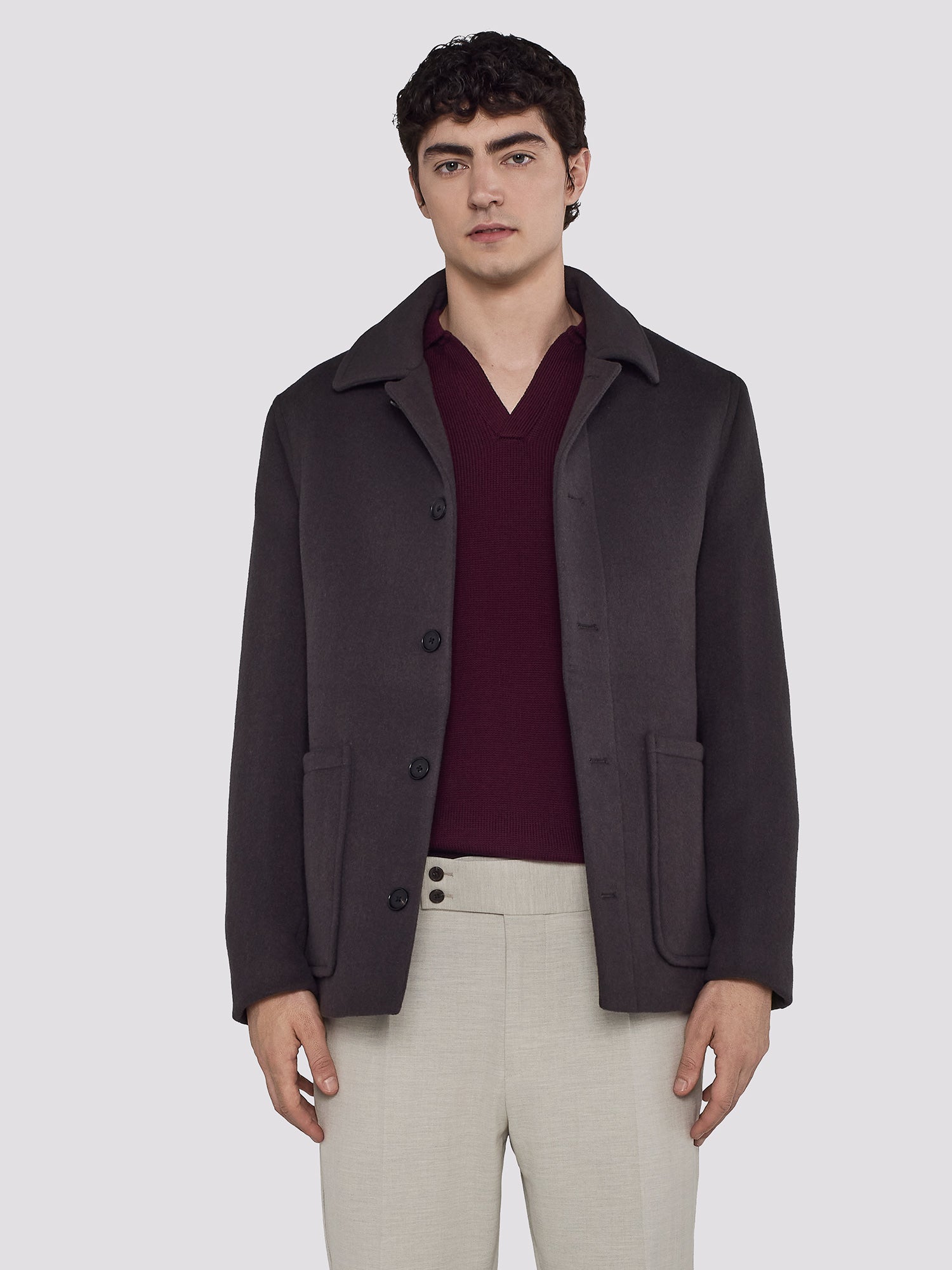 SHORT COAT WITH PATCH POCKETS