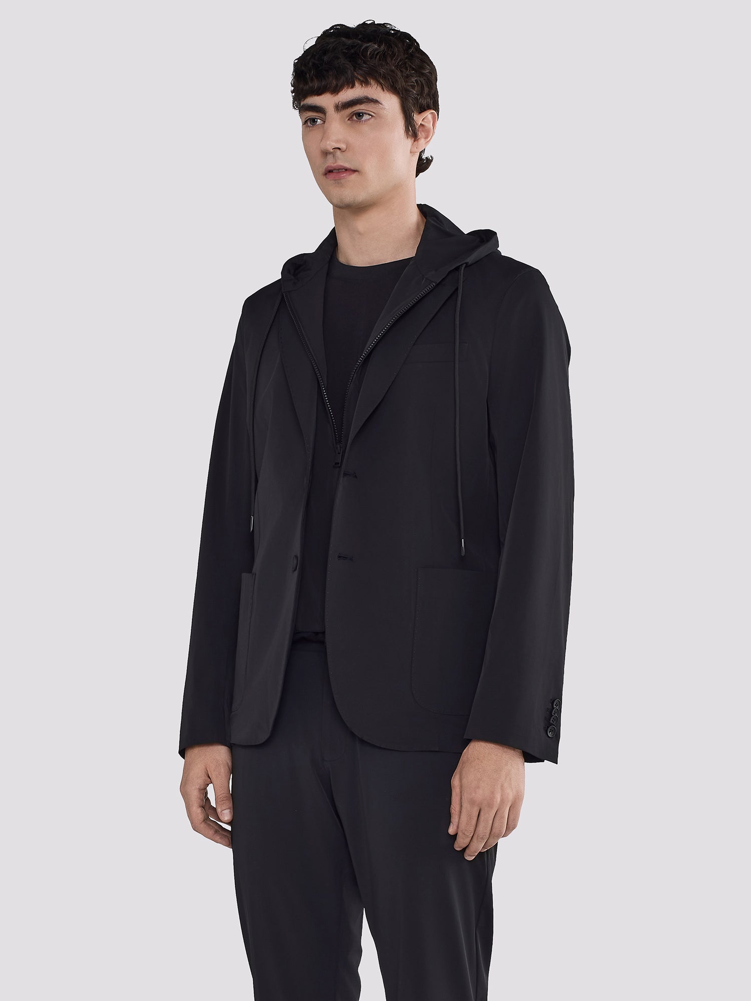 NYLON BLAZER WITH INNER PANEL AND HOOD