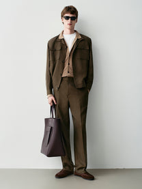 SHIRT COLLAR JACKET IN LINEN BLEND