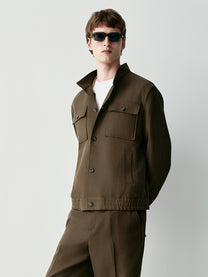 SHIRT COLLAR JACKET IN LINEN BLEND