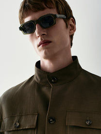 SHIRT COLLAR JACKET IN LINEN BLEND