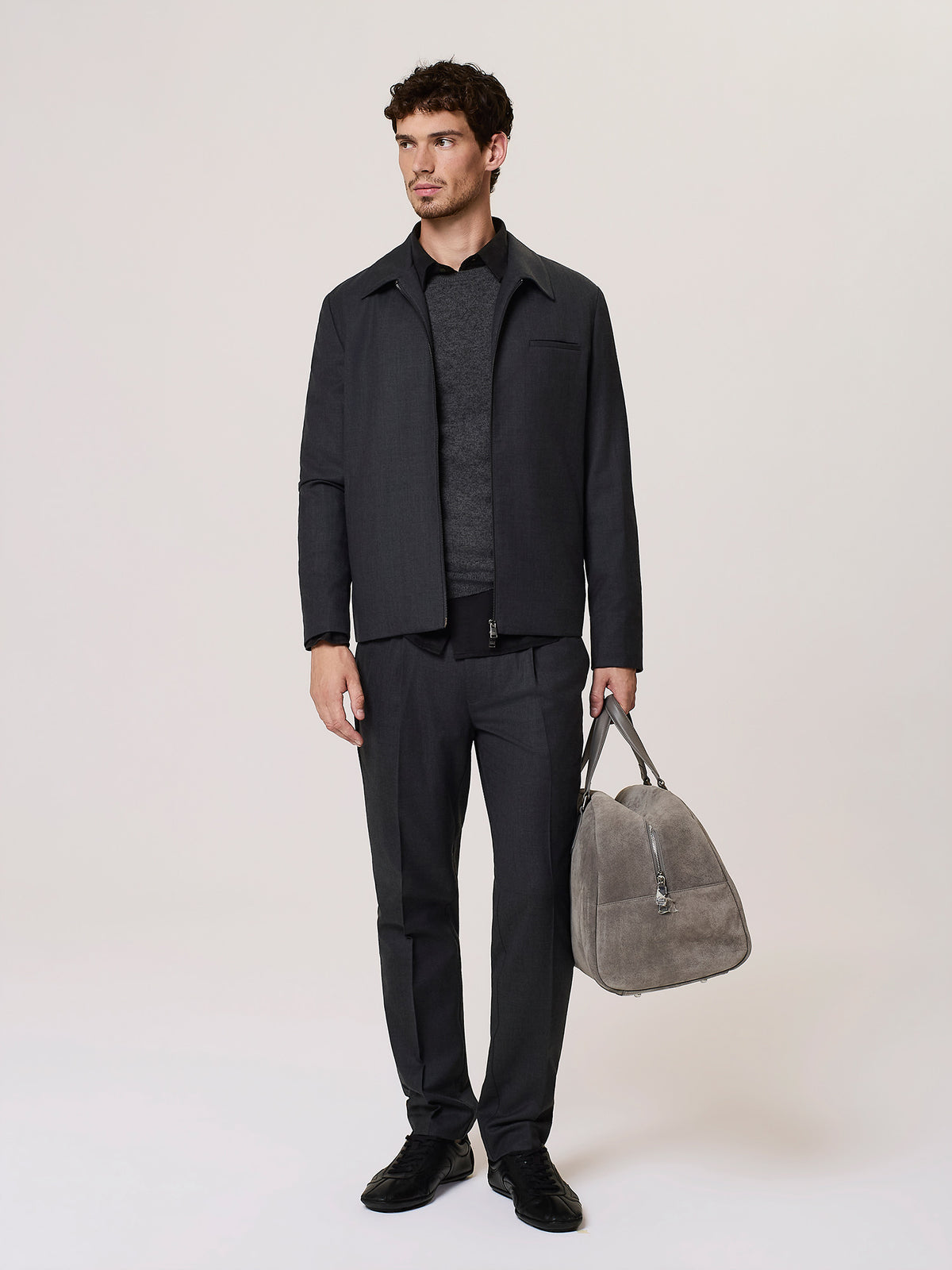 Wool and viscose blend zip shacket