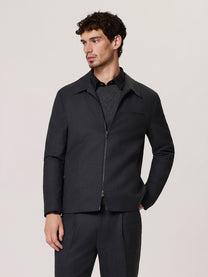 Wool and viscose blend zip shacket