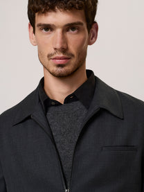 Wool and viscose blend zip shacket