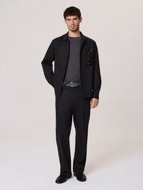 pinstriped jersey overshirt