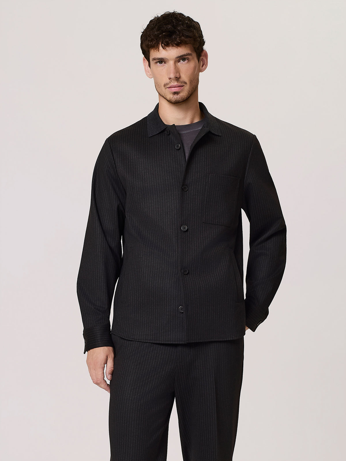 Overshirt in jersey gessato