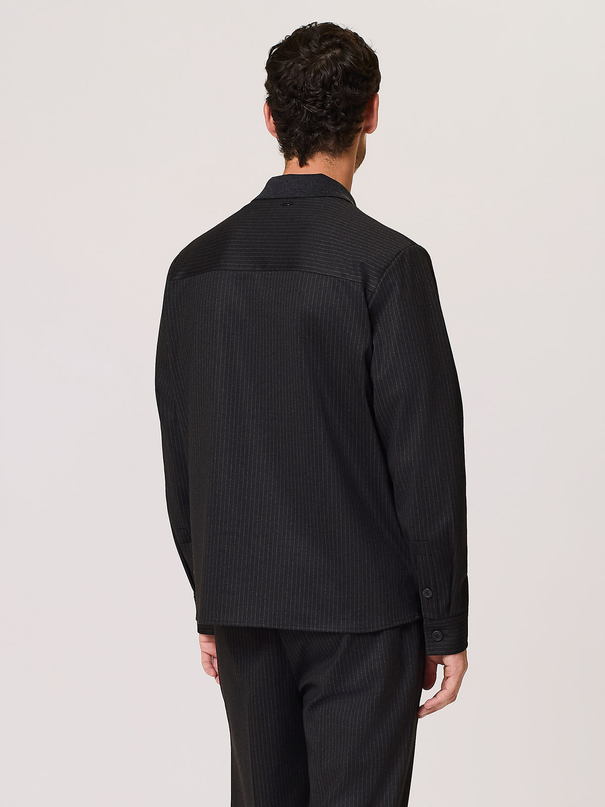 pinstriped jersey overshirt