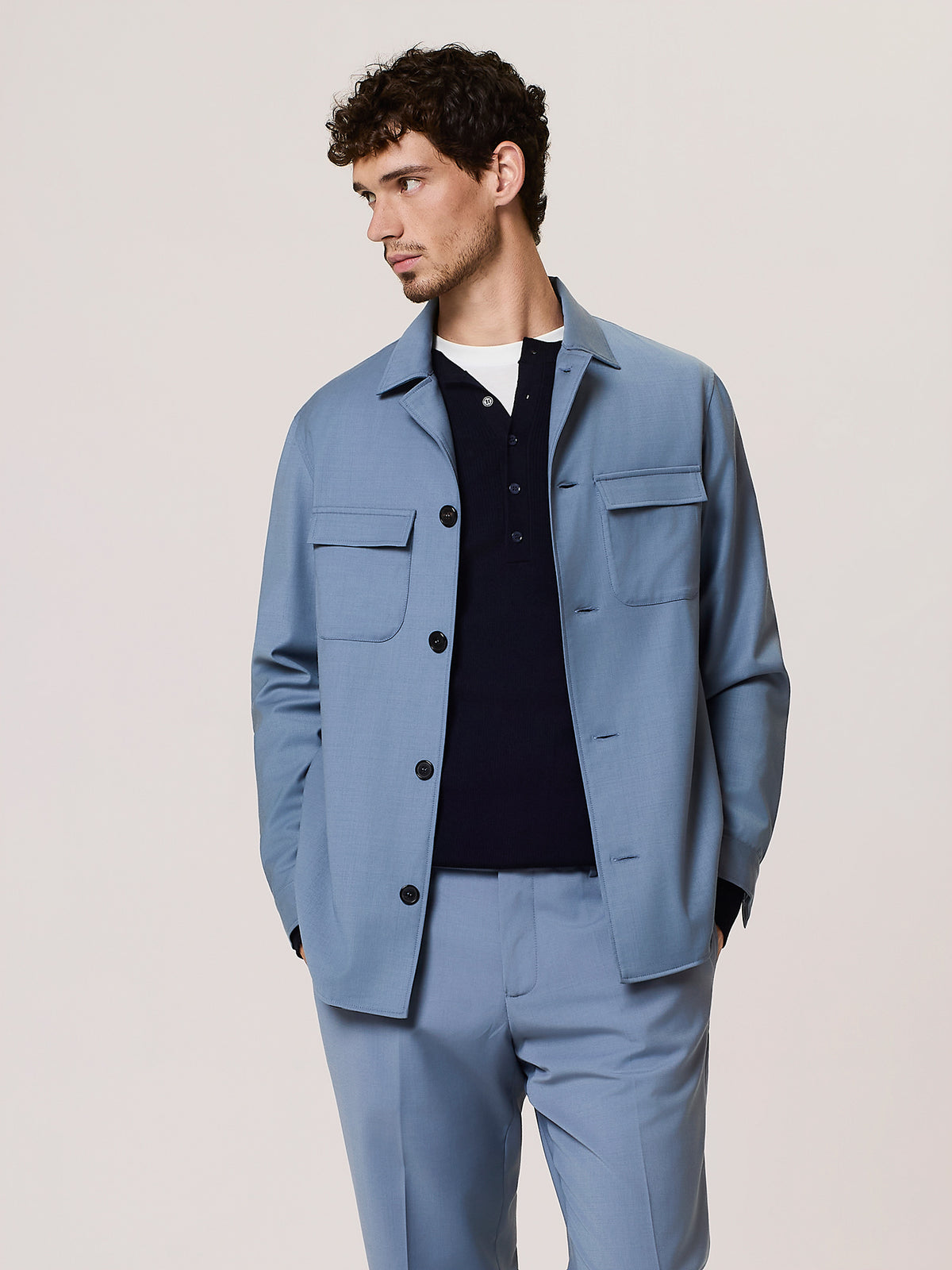 uniform wool blend shacket