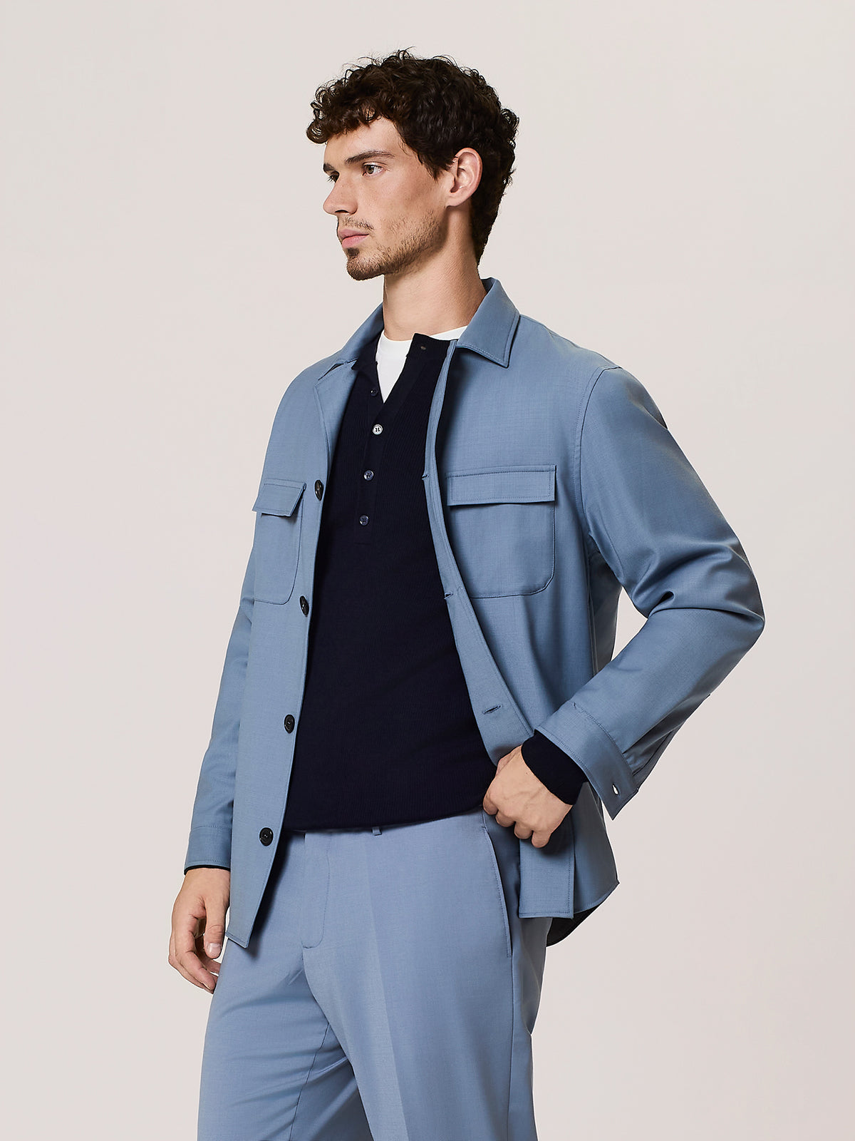 uniform wool blend shacket