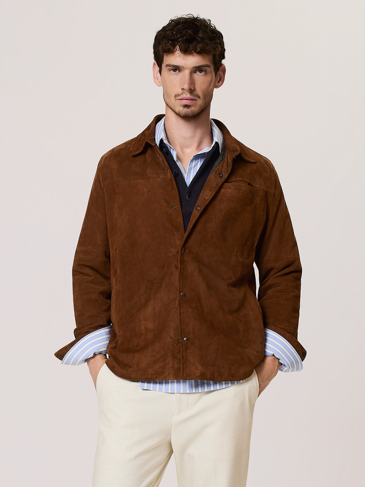 Overshirt in pelle suede