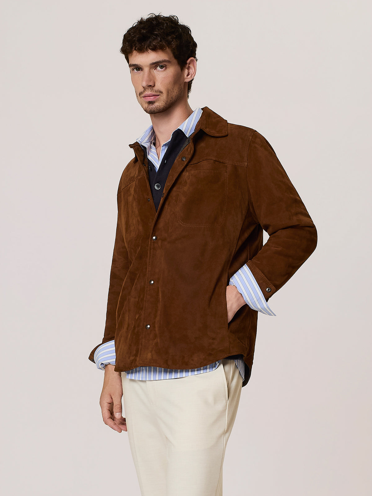 Overshirt in pelle suede
