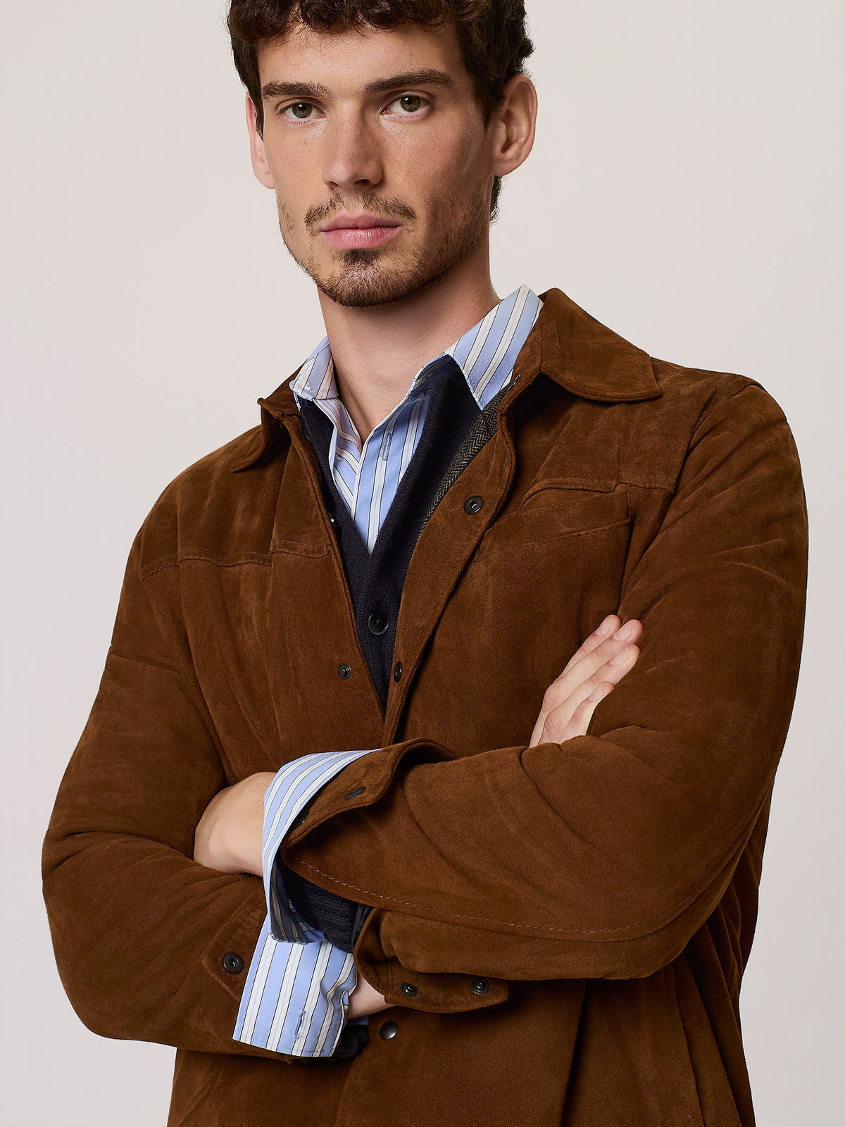 Overshirt in pelle suede
