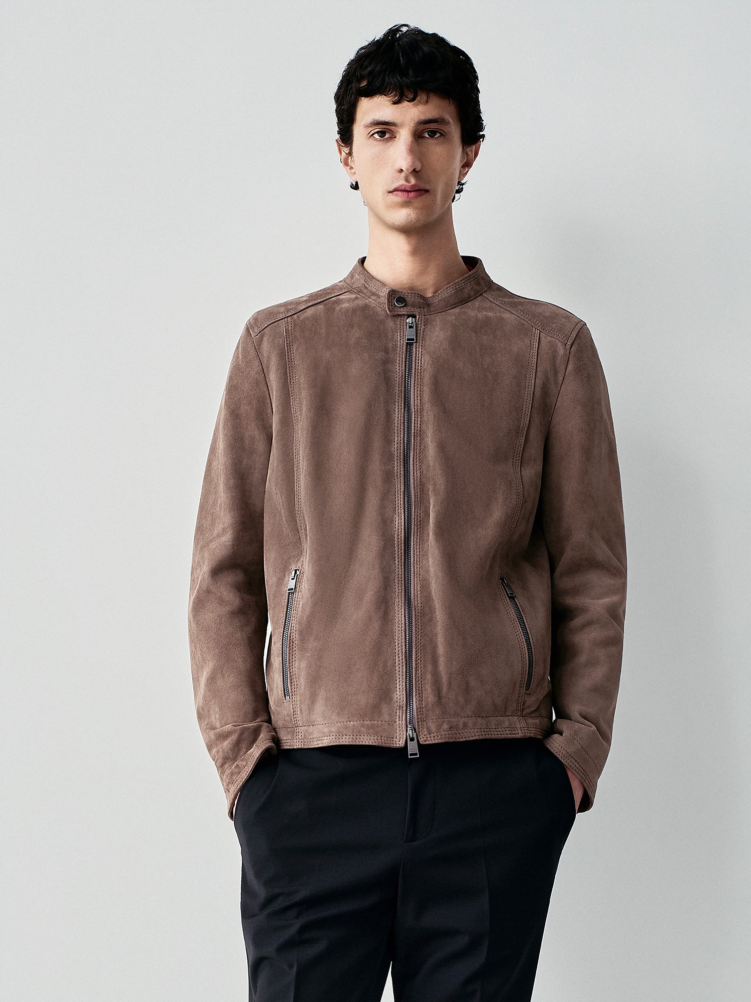Suede biker