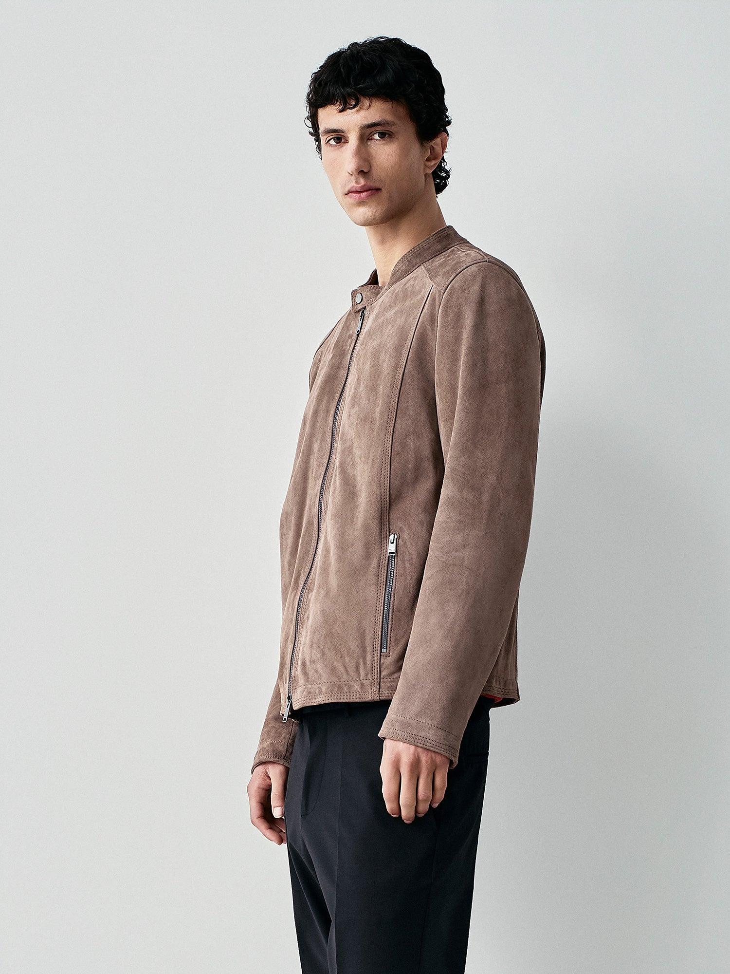 Suede biker