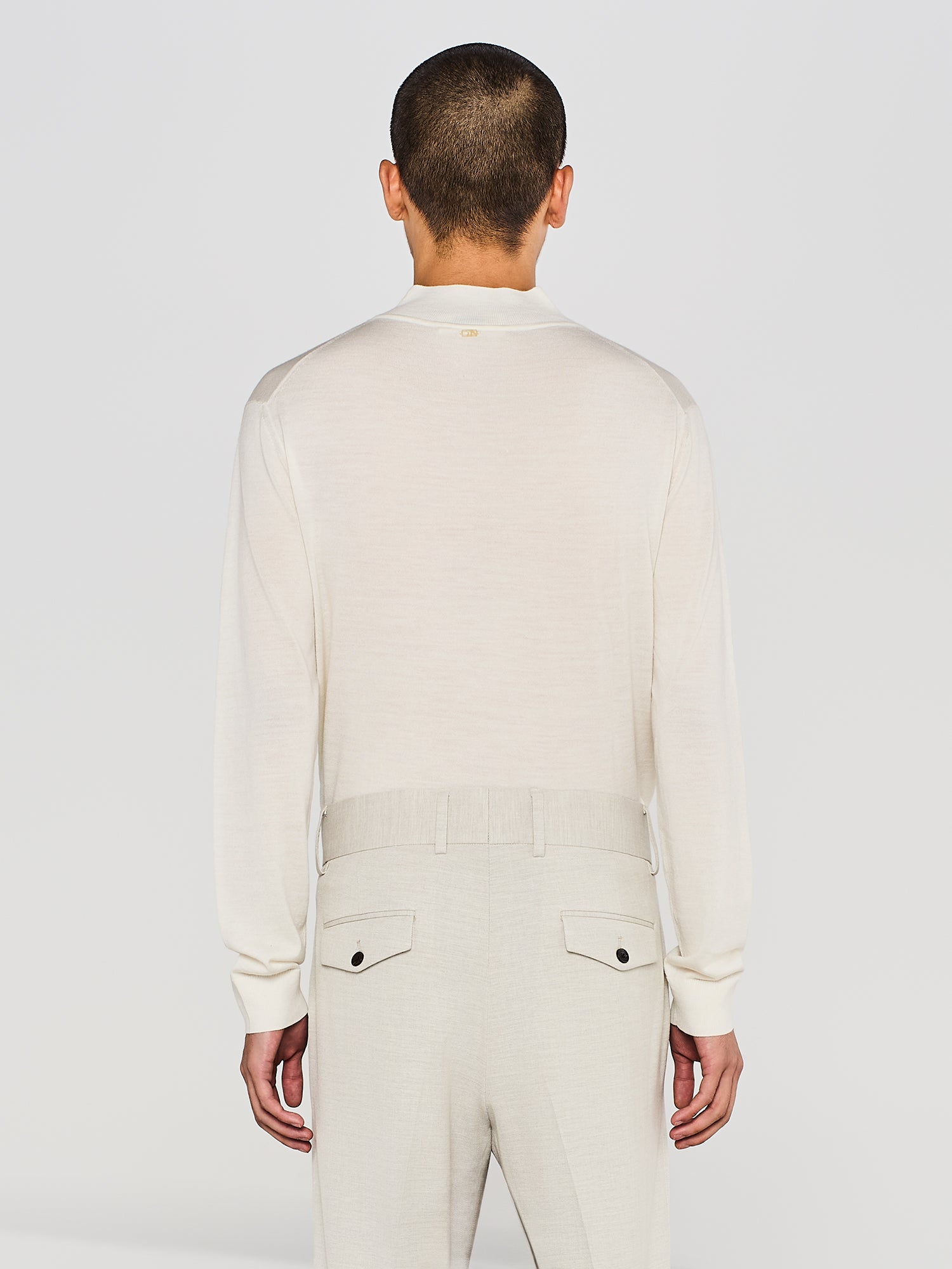 MAGLIA COLLO MOCK IN MERINO E SETA