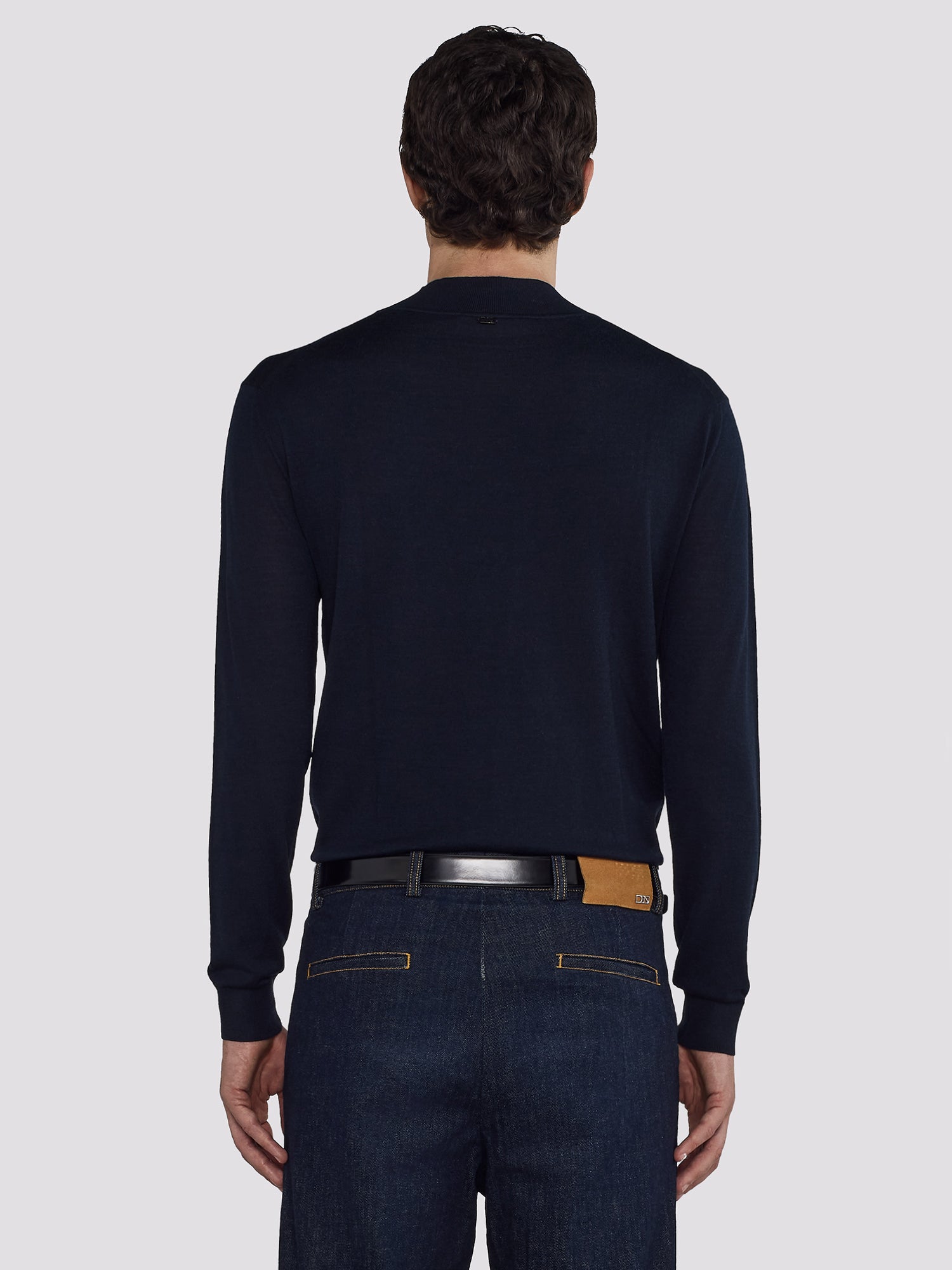 MAGLIA COLLO MOCK IN MERINO E SETA