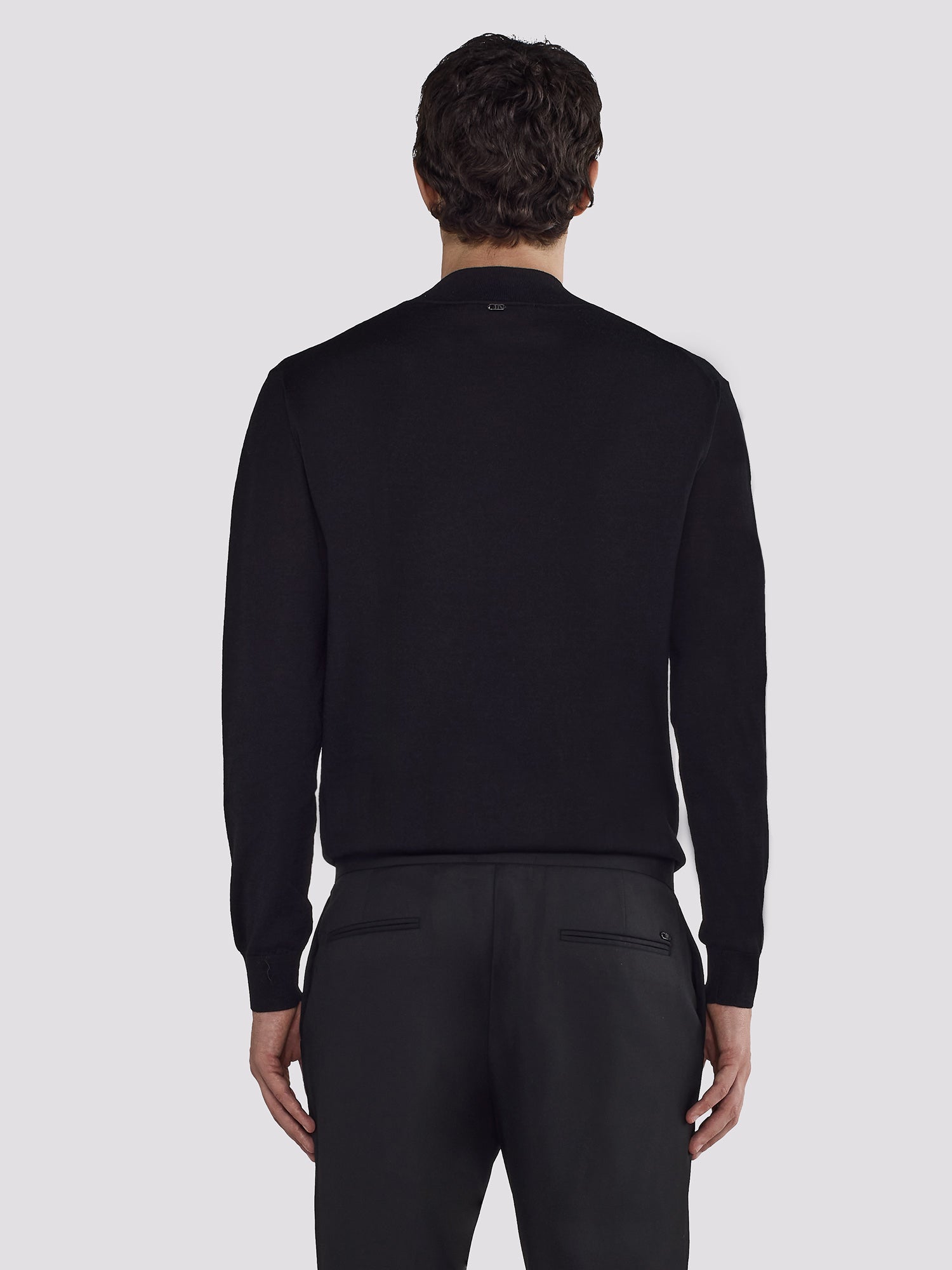 MAGLIA COLLO MOCK IN MERINO E SETA