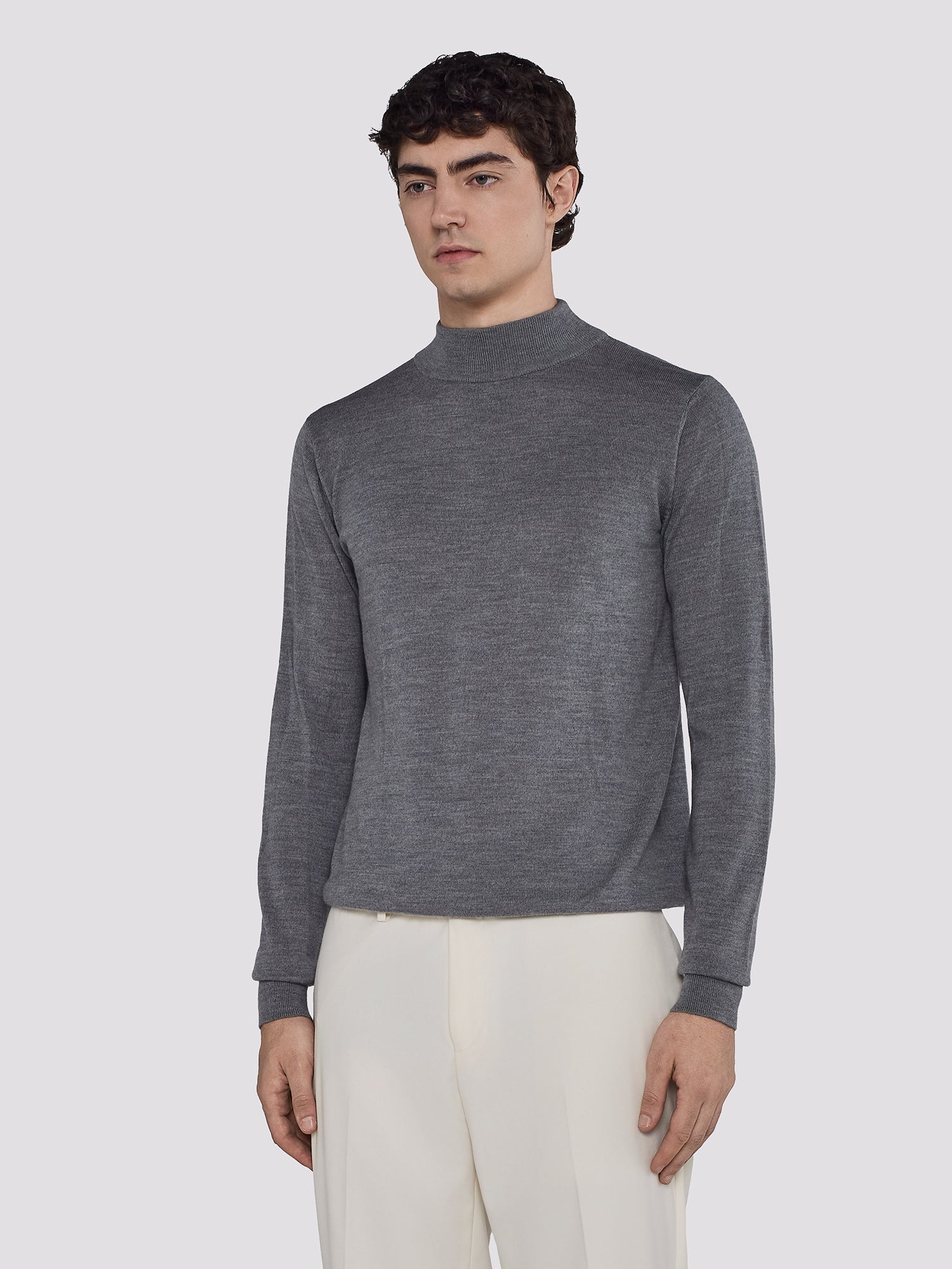 MOCK COLLAR KNIT IN 100% MERINO