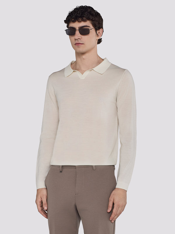 MAGLIA POLO IN MERINO E SETA