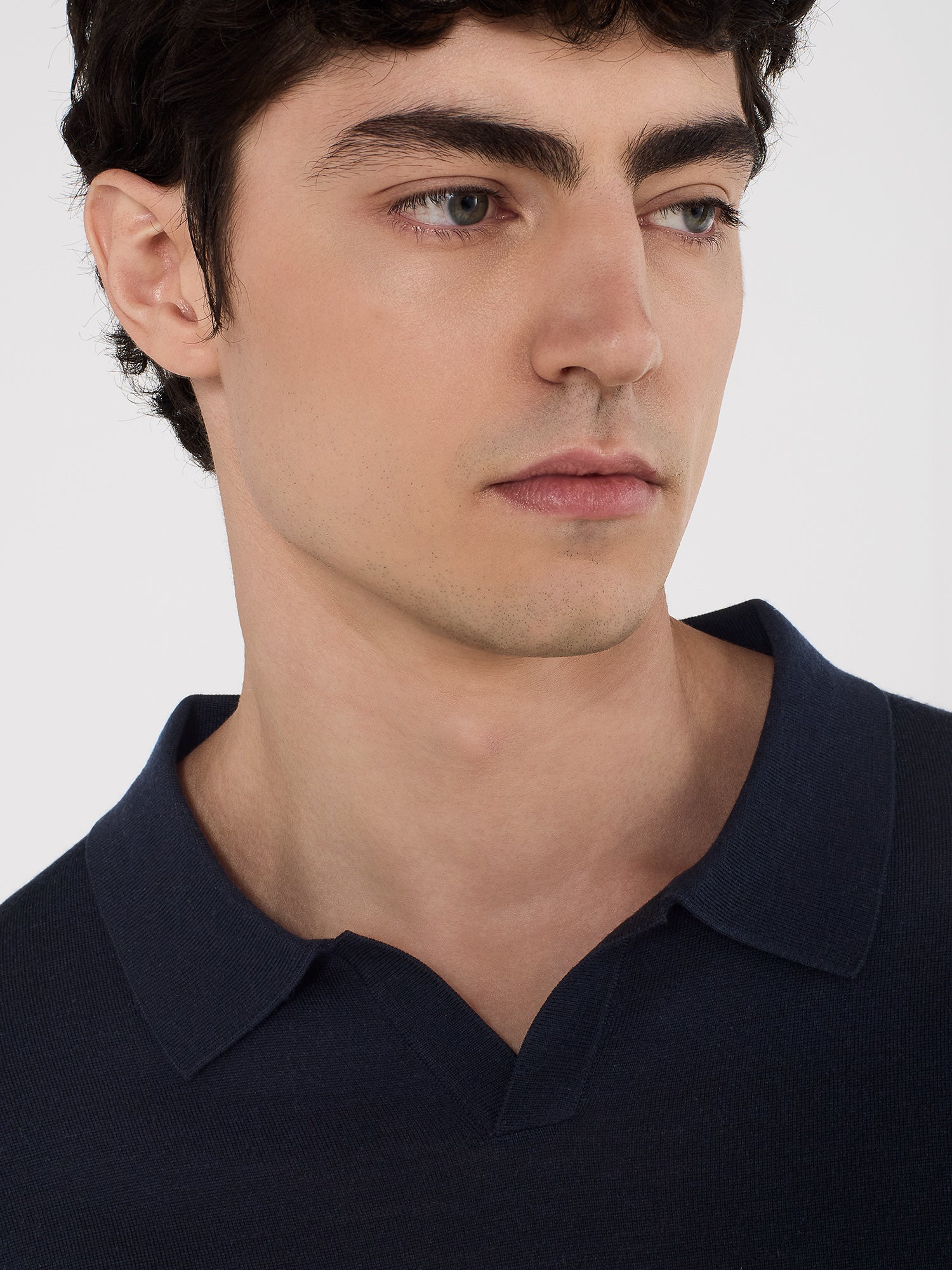 MAGLIA POLO IN MERINO E SETA