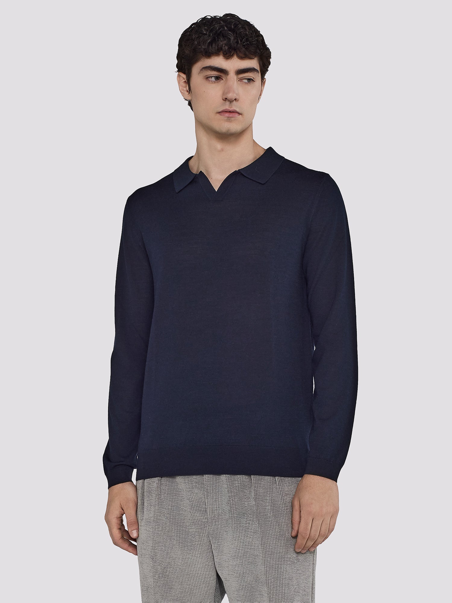 POLO KNIT IN MERINO WOOL AND SILK