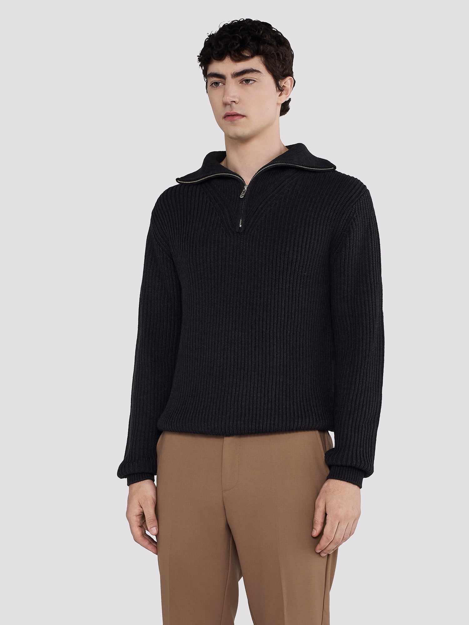 PULLOVER IN LANA A COSTE MZZA ZIP