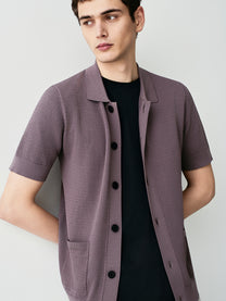 Mesh knit cardigan a maniche corte