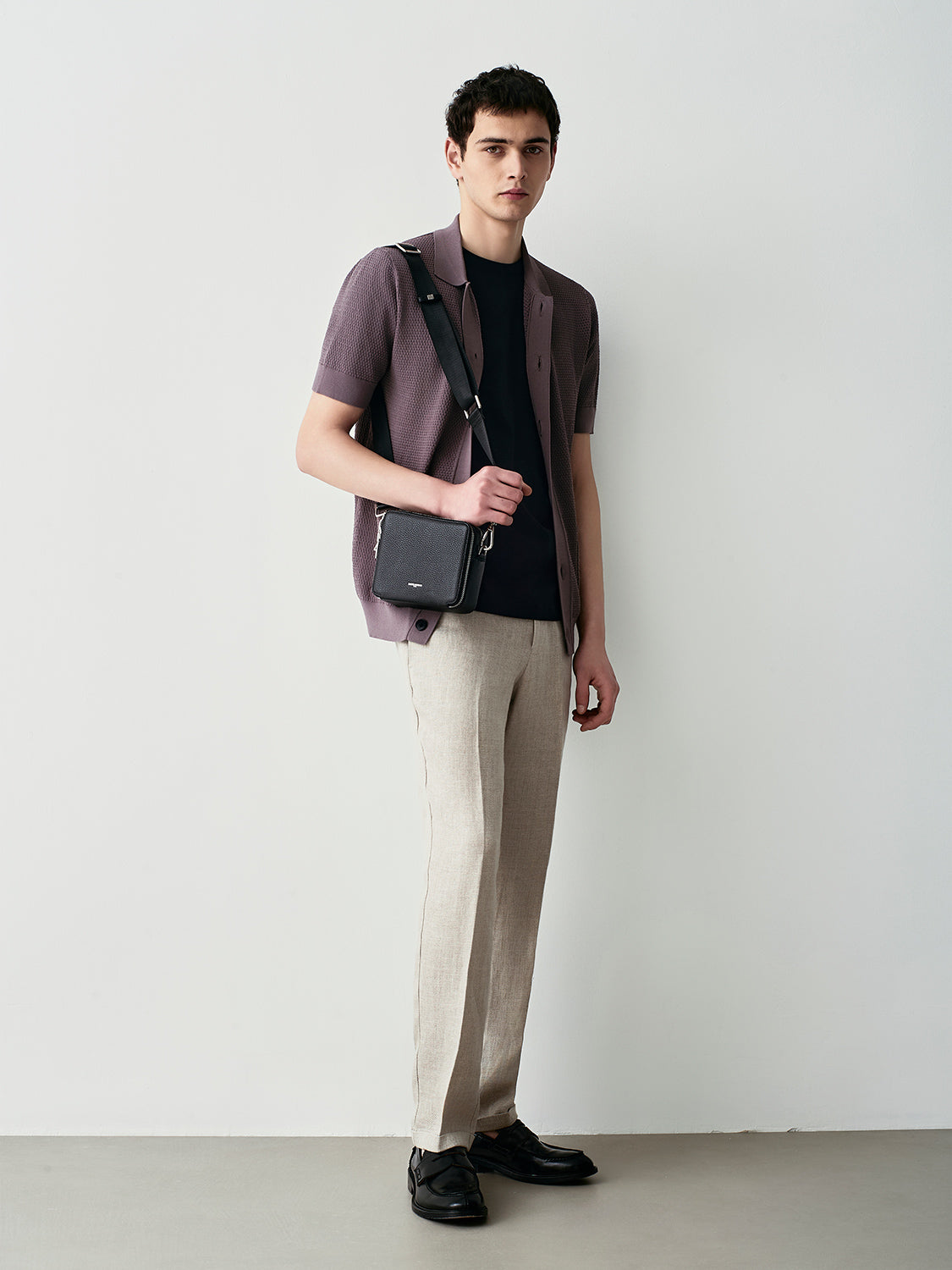 Mesh knit cardigan a maniche corte