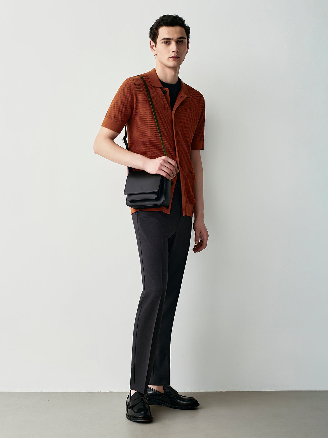 Mesh knit cardigan a maniche corte