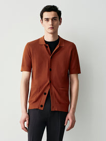 Mesh knit cardigan a maniche corte