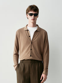 Cardigan in misto seta textured
